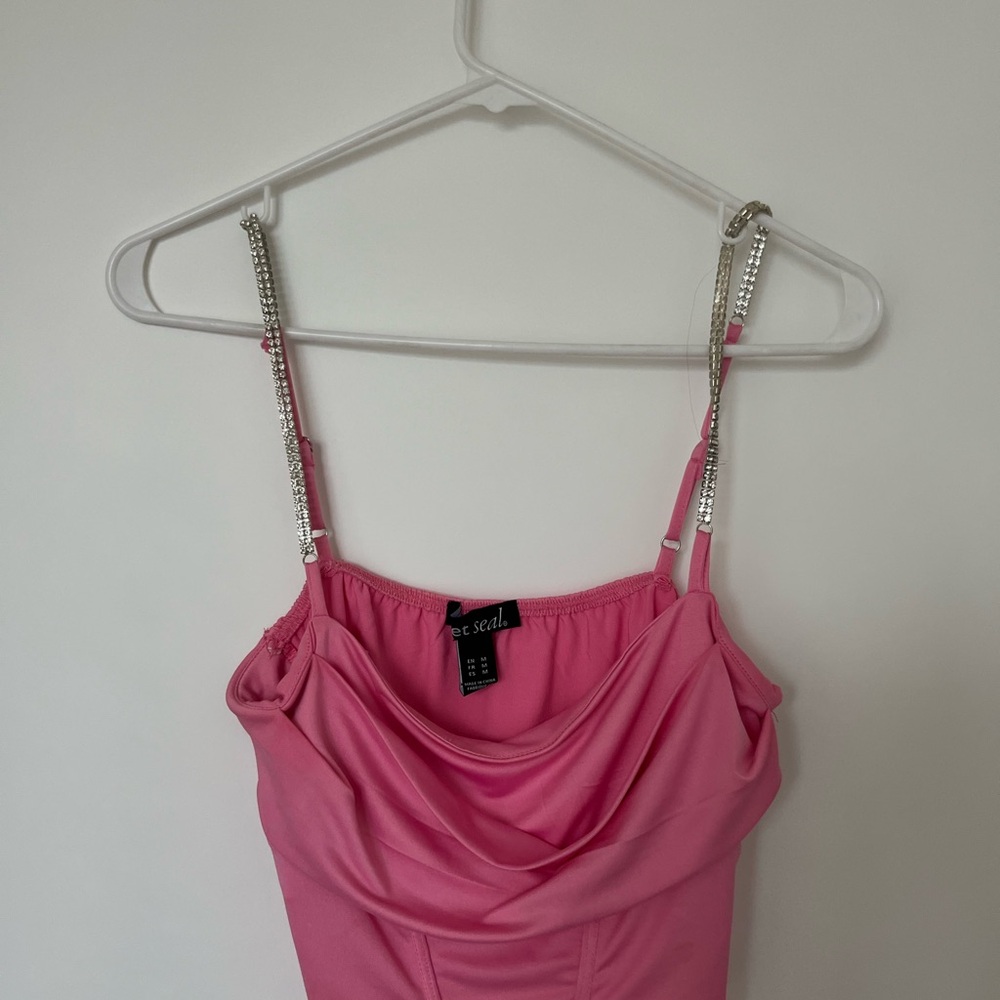 Pink Wet Seal Diamond Strap Top